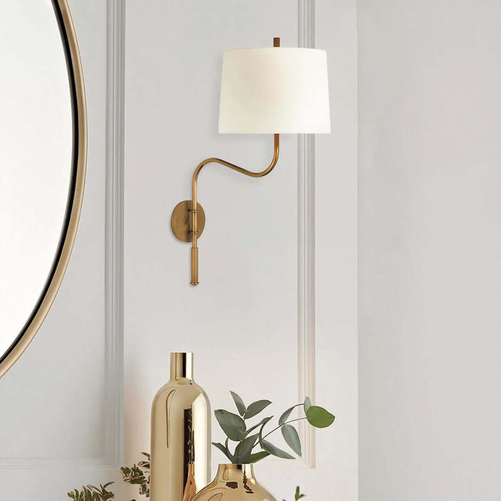 Dovrena Wall Lamp – Modern Minimalist Brass Fabric Light