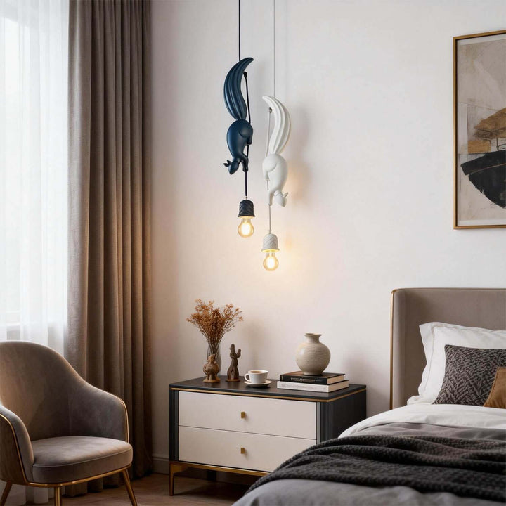 Drexuno Pendant Lamp – Stylish Creative Squirrel Resin Light