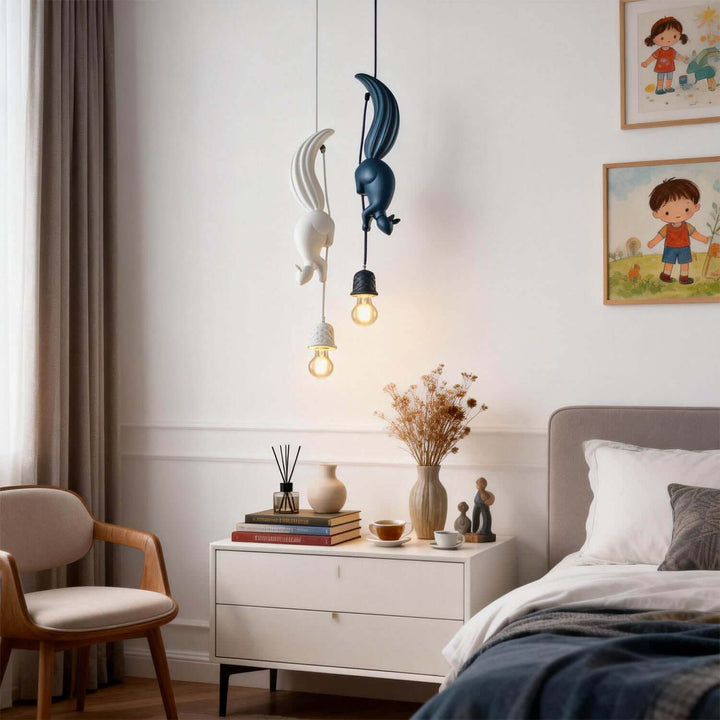 Drexuno Pendant Lamp – Stylish Creative Squirrel Resin Light