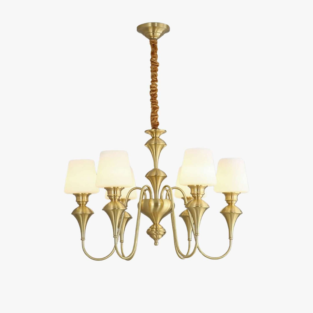 Droval Chandelier - Vintage Brass & Glass for Living Room & Dining Area