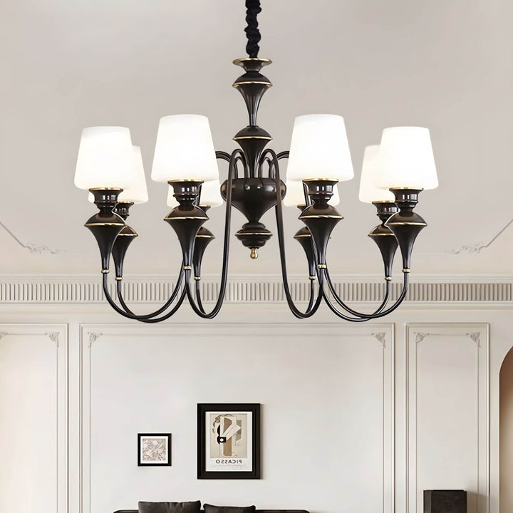 Droval Chandelier - Vintage Brass & Glass for Living Room & Dining Area