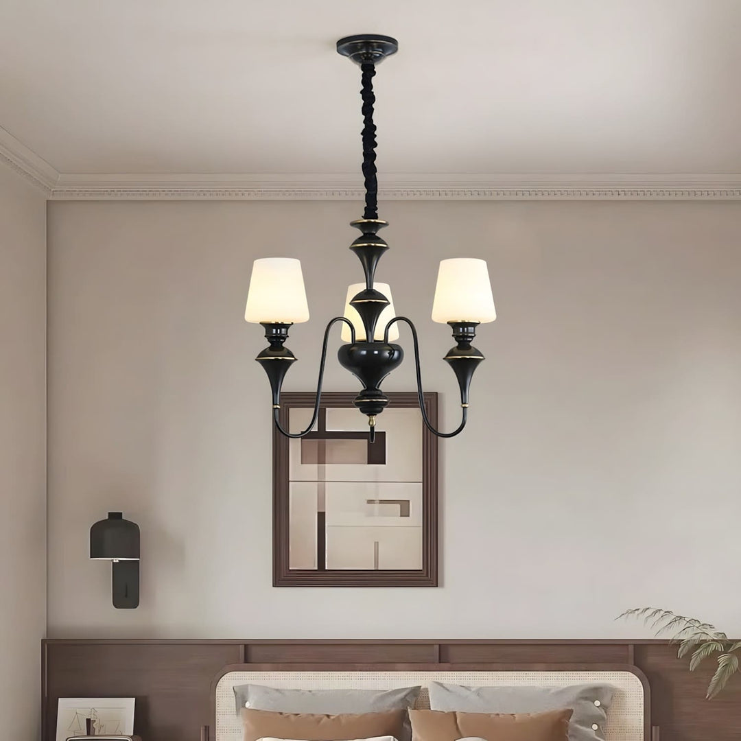 Droval Chandelier - Vintage Brass & Glass for Living Room & Dining Area