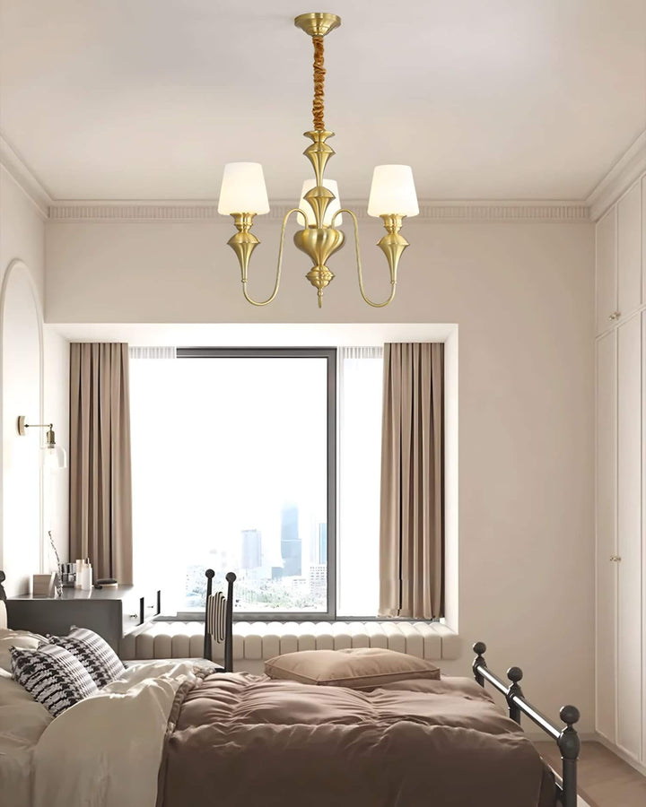 Droval Chandelier - Vintage Brass & Glass for Living Room & Dining Area