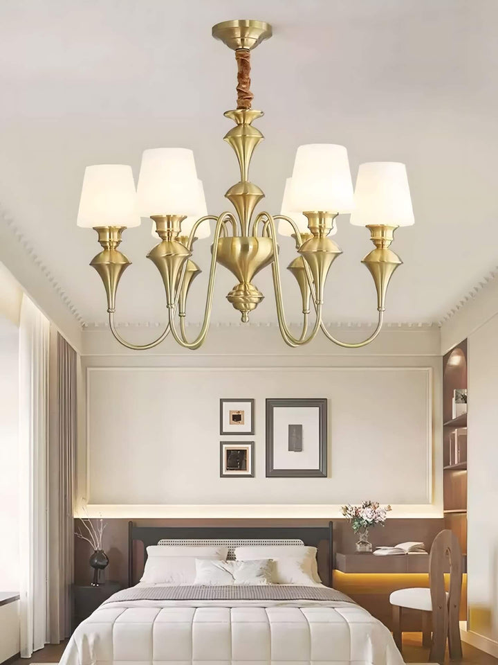 Droval Chandelier - Vintage Brass & Glass for Living Room & Dining Area