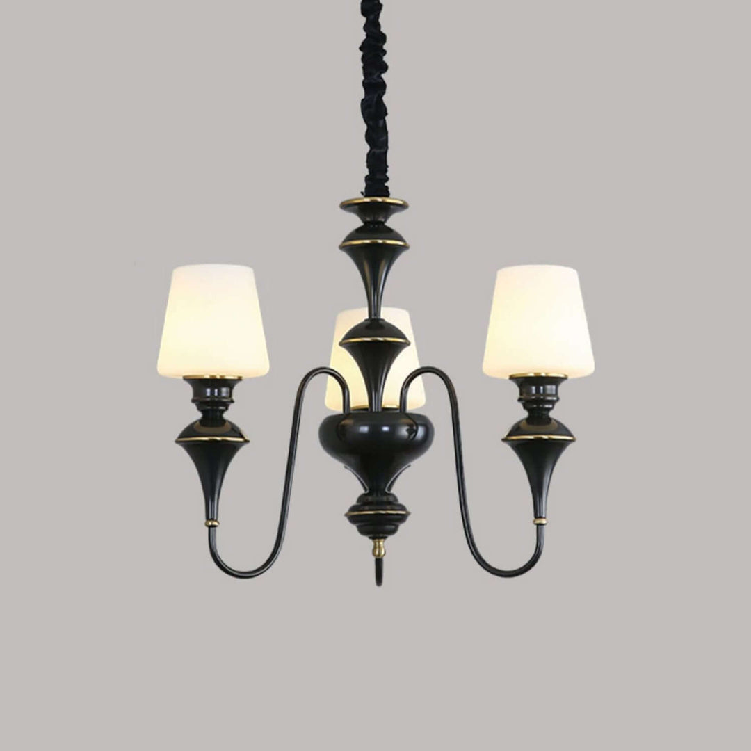 Droval Chandelier - Vintage Brass & Glass for Living Room & Dining Area
