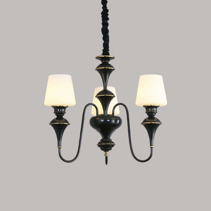 Droval Chandelier - Vintage Brass & Glass for Living Room & Dining Area