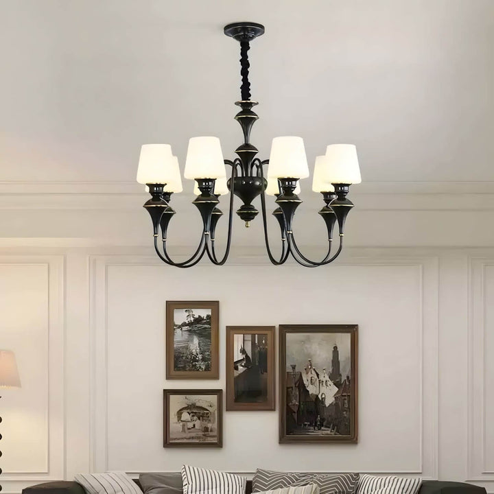Droval Chandelier - Vintage Brass & Glass for Living Room & Dining Area