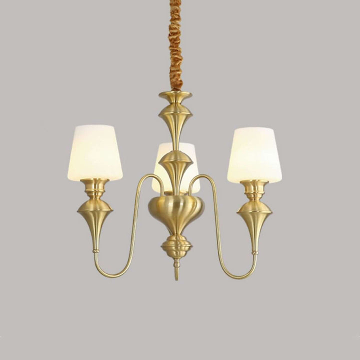 Droval Chandelier - Vintage Brass & Glass for Living Room & Dining Area