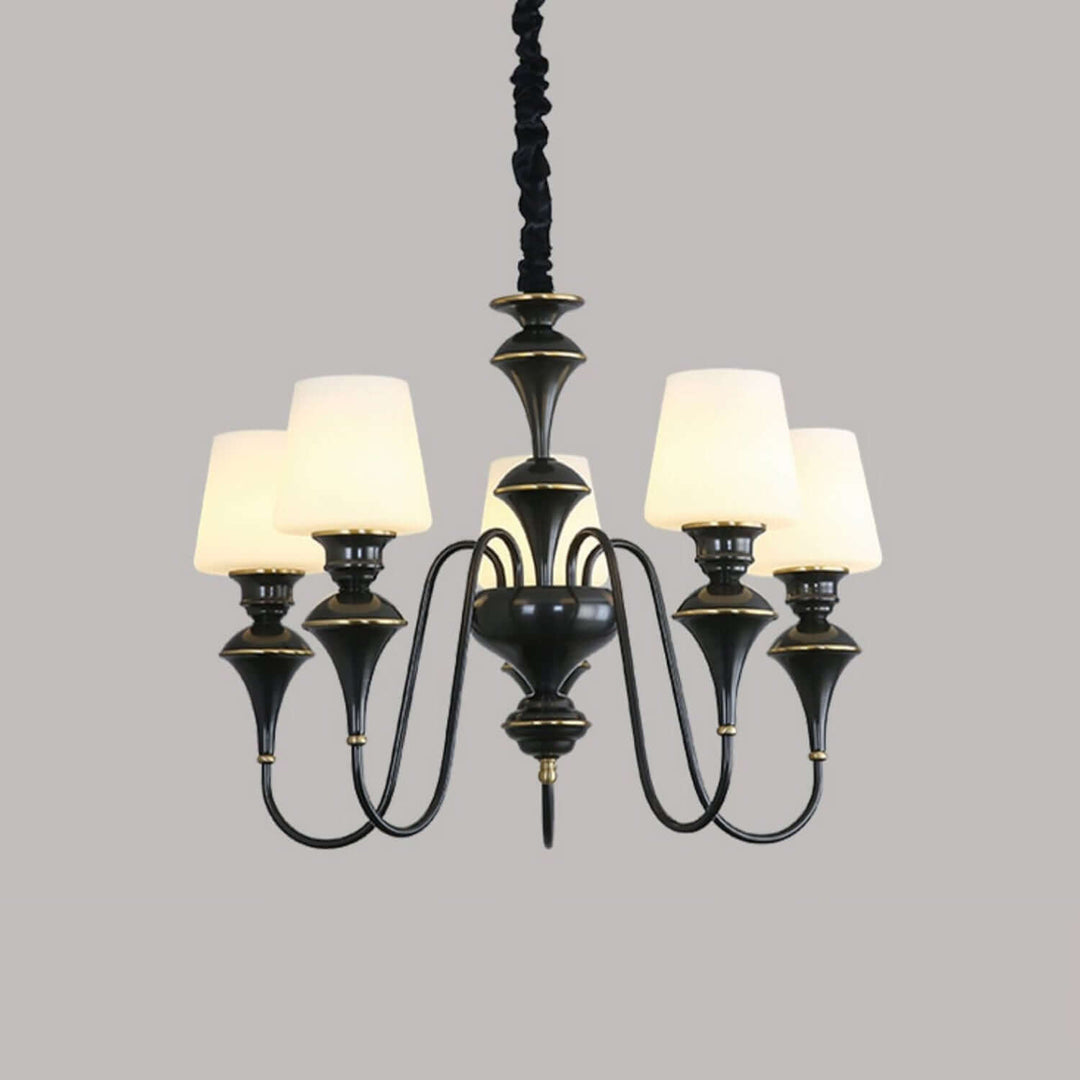 Droval Chandelier - Vintage Brass & Glass for Living Room & Dining Area