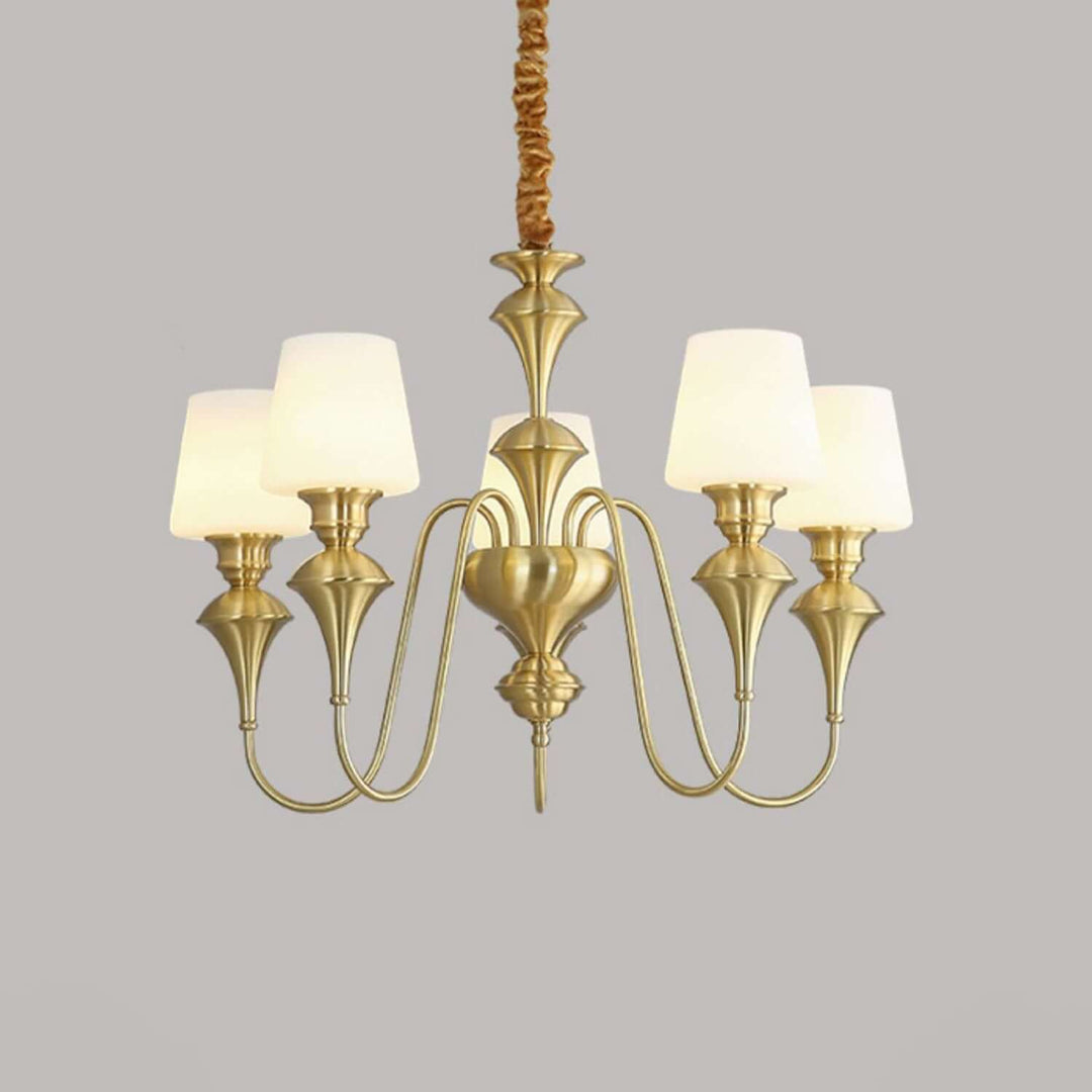 Droval Chandelier - Vintage Brass & Glass for Living Room & Dining Area