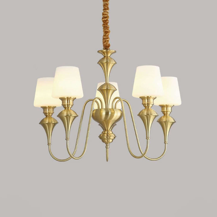 Droval Chandelier - Vintage Brass & Glass for Living Room & Dining Area