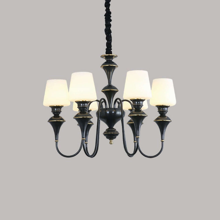 Droval Chandelier - Vintage Brass & Glass for Living Room & Dining Area