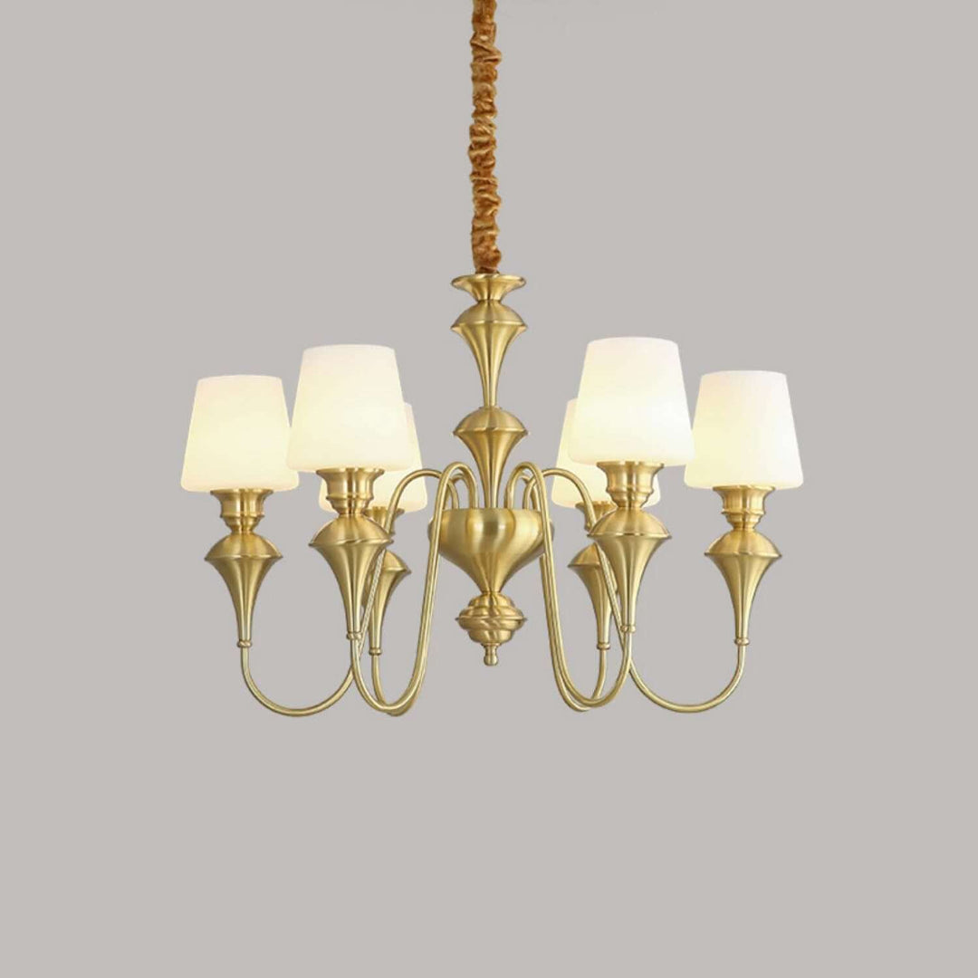 Droval Chandelier - Vintage Brass & Glass for Living Room & Dining Area