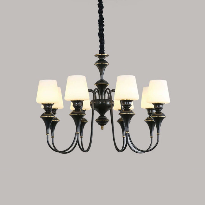 Droval Chandelier - Vintage Brass & Glass for Living Room & Dining Area