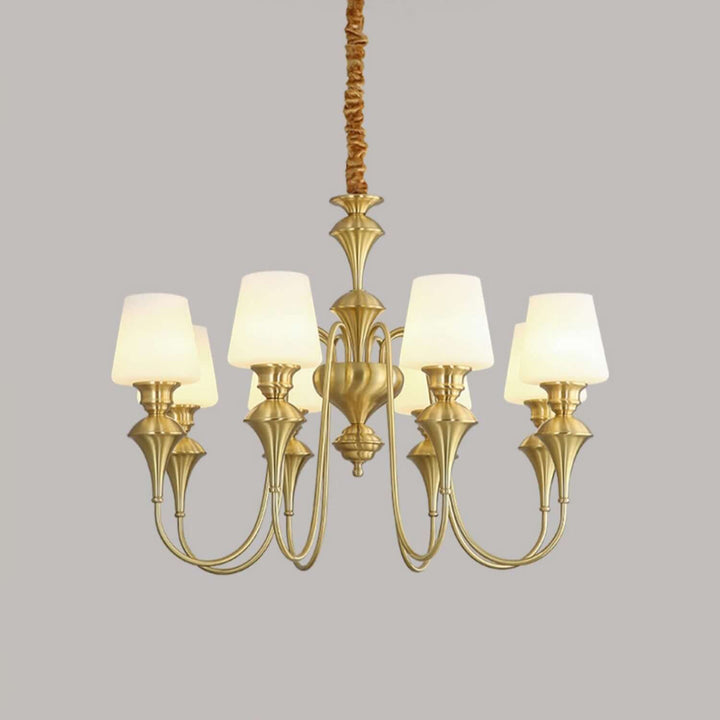 Droval Chandelier - Vintage Brass & Glass for Living Room & Dining Area