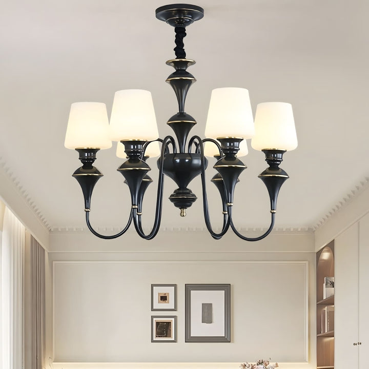 Droval Chandelier - Vintage Brass & Glass for Living Room & Dining Area
