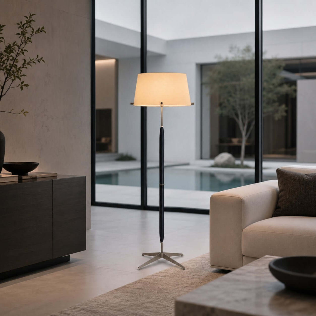 Elaric Floor Lamp with Fabric Shade for Living Room or Bedroom