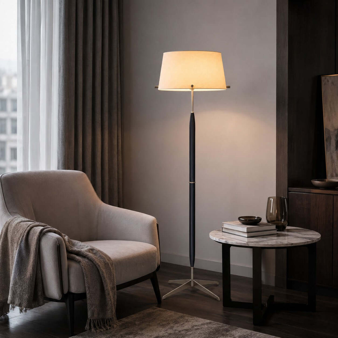 Elaric Floor Lamp with Fabric Shade for Living Room or Bedroom