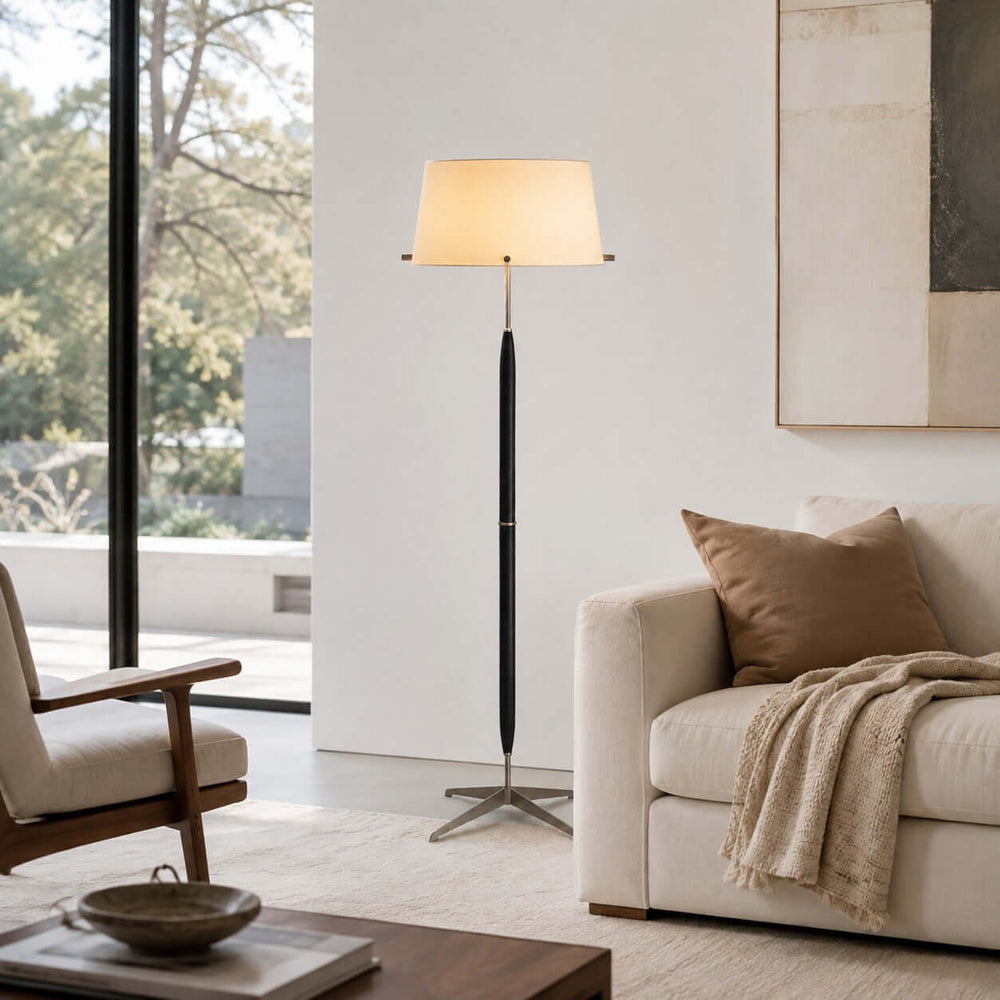 Elaric Floor Lamp with Fabric Shade for Living Room or Bedroom