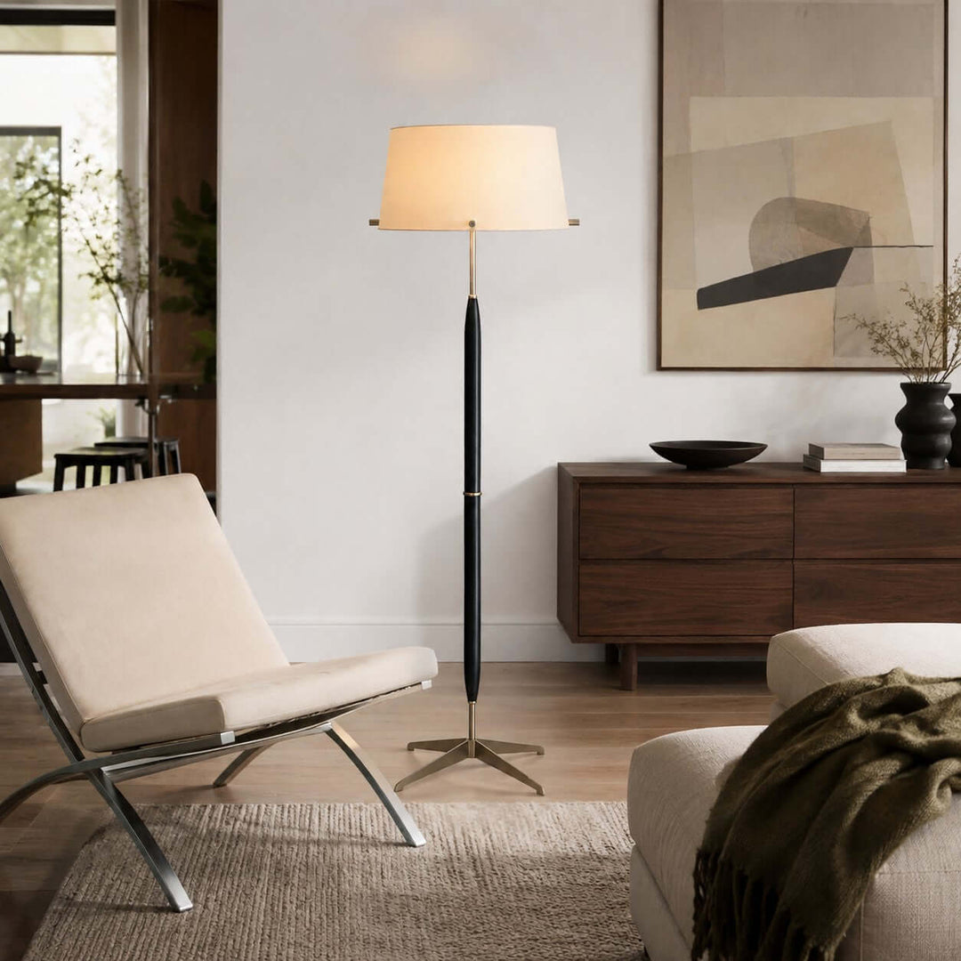 Elaric Floor Lamp with Fabric Shade for Living Room or Bedroom