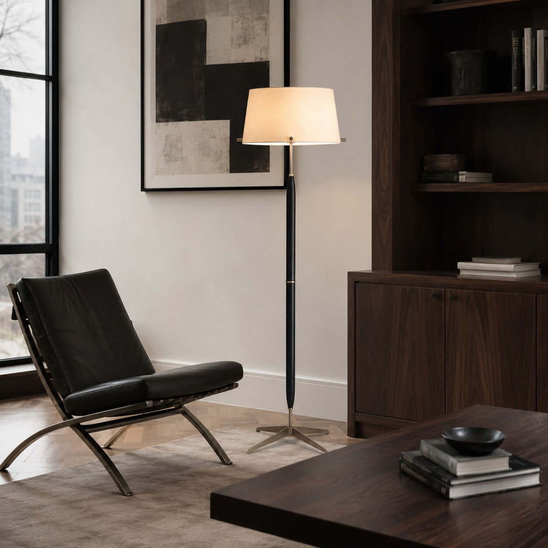Elaric Floor Lamp with Fabric Shade for Living Room or Bedroom