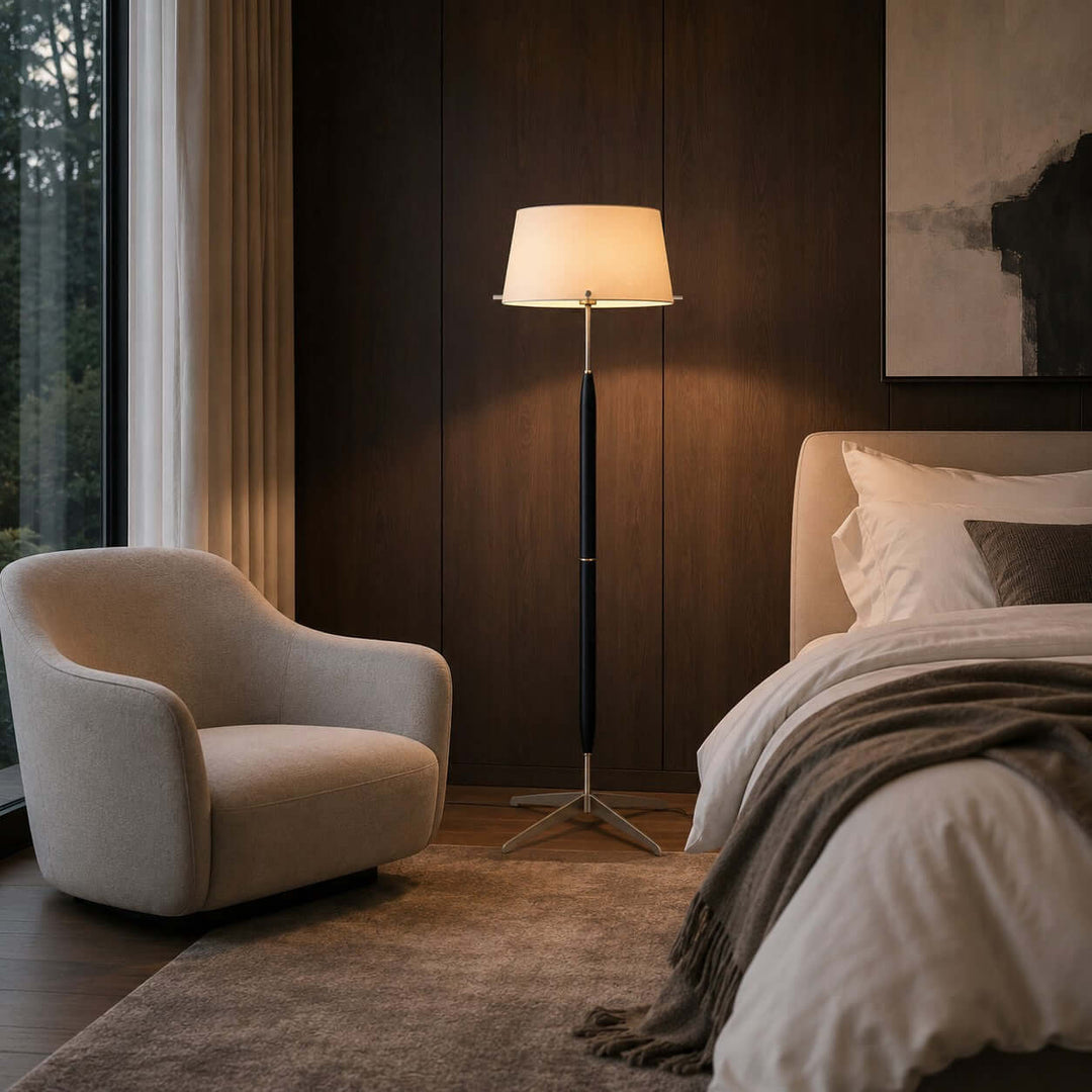 Elaric Floor Lamp with Fabric Shade for Living Room or Bedroom