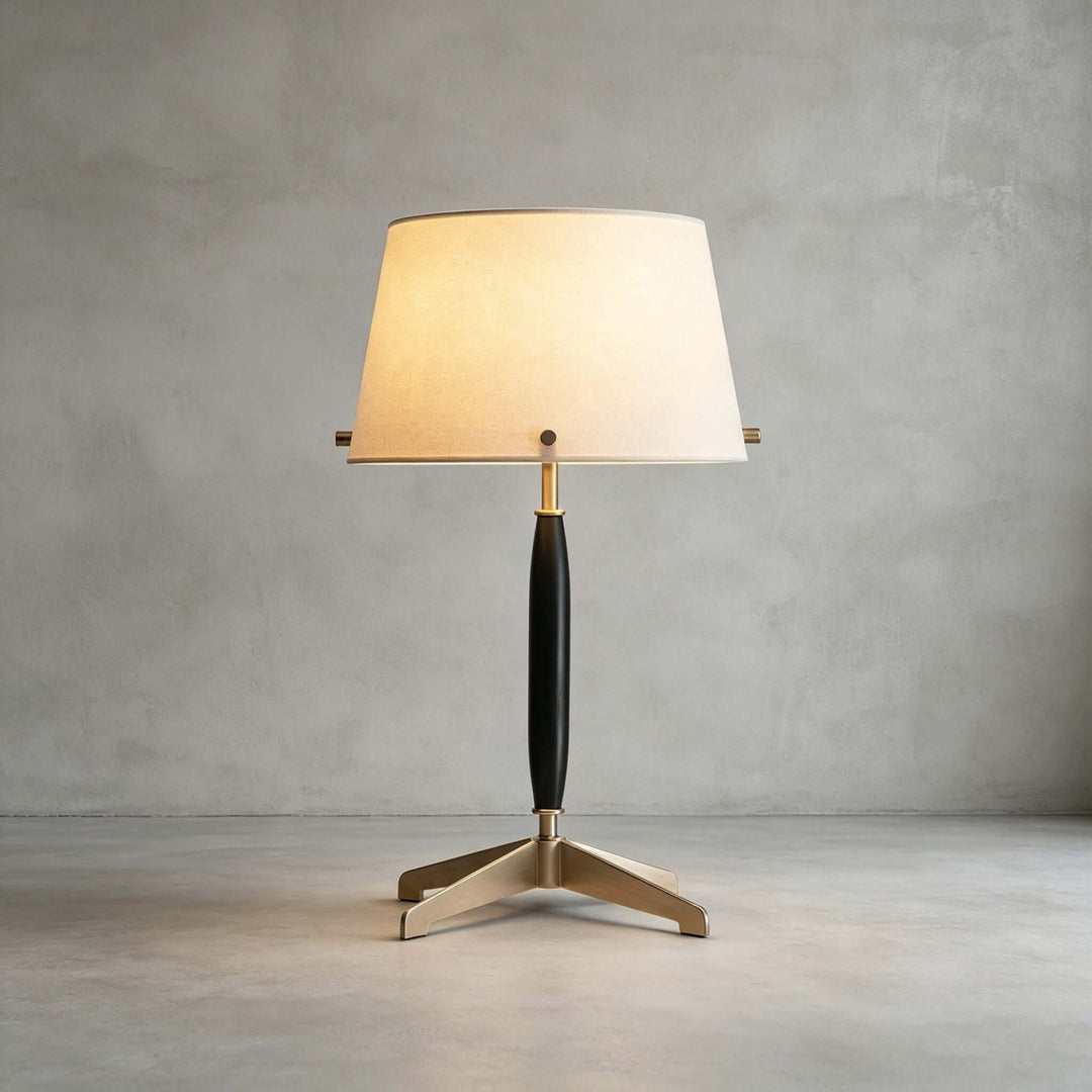 Elaric Mid-Century Wood Table Lamp with Fabric Shade for Living Room