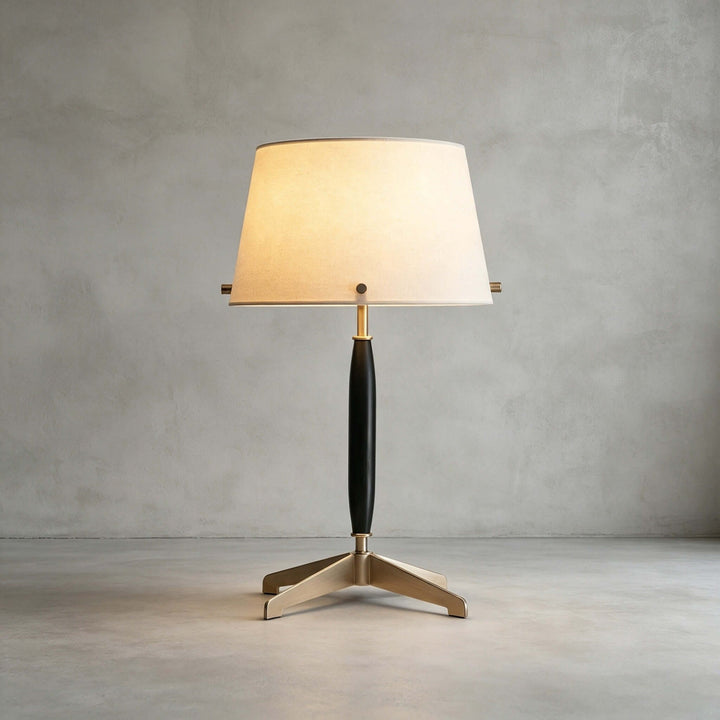 Elaric Mid-Century Wood Table Lamp with Fabric Shade for Living Room