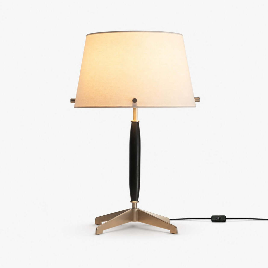 Elaric Mid-Century Wood Table Lamp with Fabric Shade for Living Room