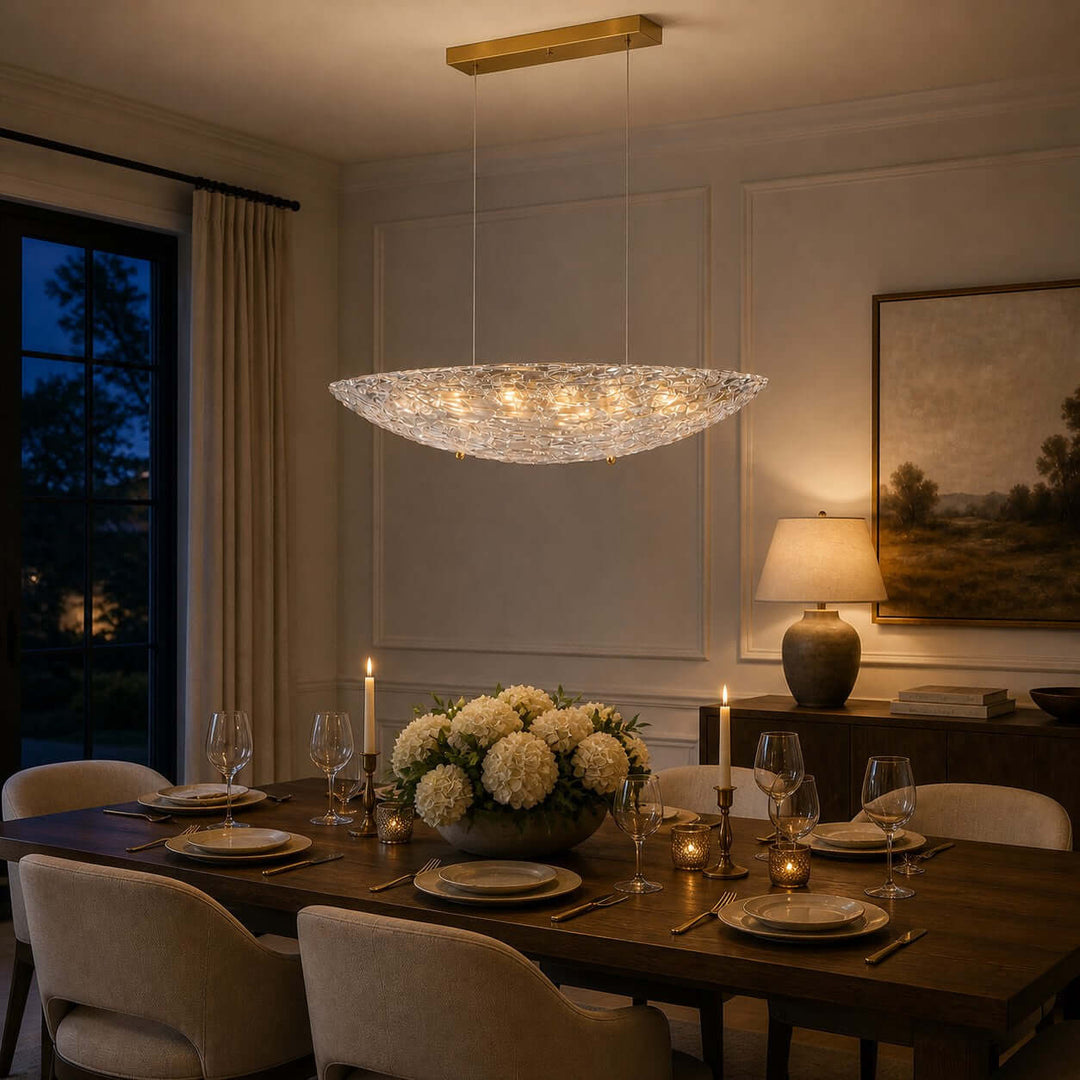 Elarion Chandelier – Modern Clear Glass Chandelier for Dining Room