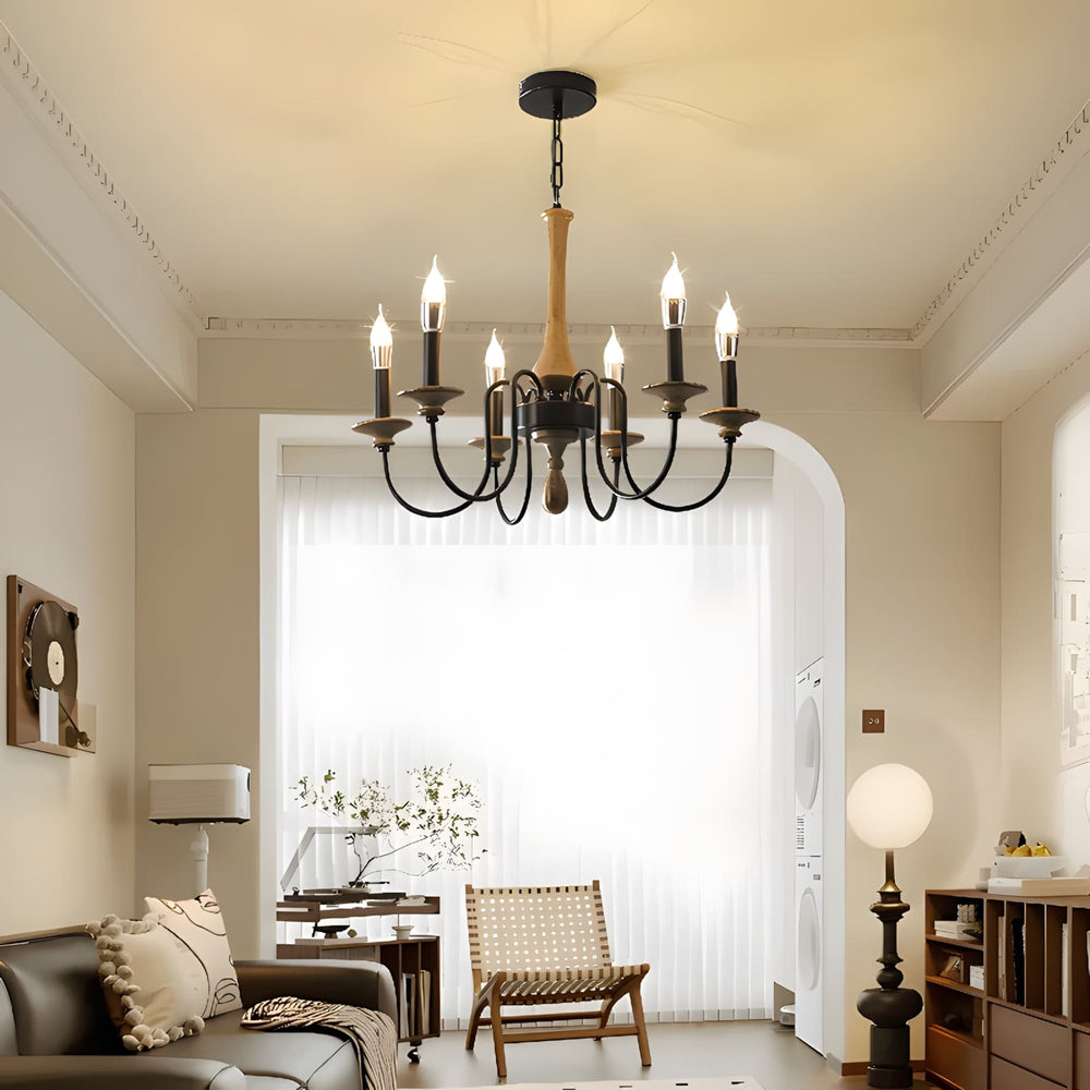 Elonique Chandelier - Contemporary Vintage Wood Light Fixture