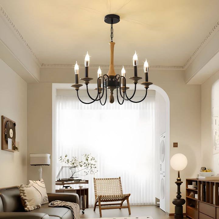 Elonique Chandelier - Contemporary Vintage Wood Light Fixture