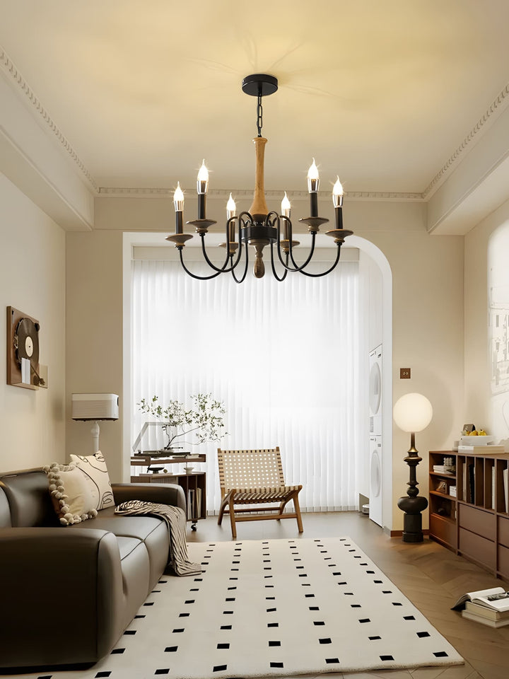 Elonique Chandelier - Contemporary Vintage Wood Light Fixture