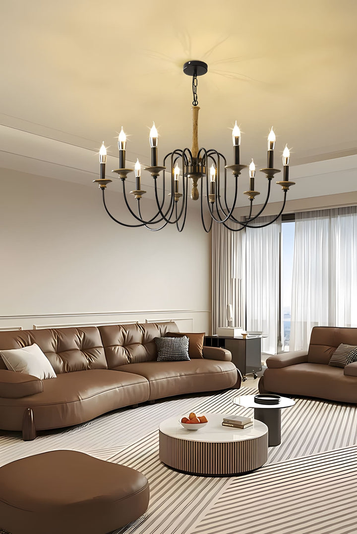 Elonique Chandelier - Contemporary Vintage Wood Light Fixture
