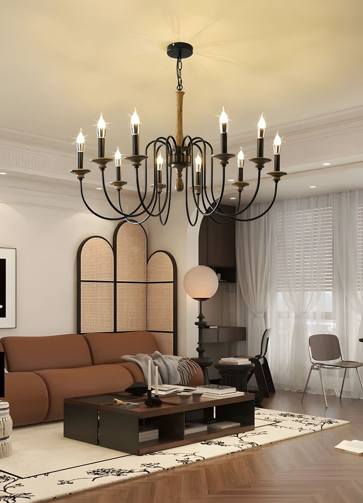 Elonique Chandelier - Contemporary Vintage Wood Light Fixture