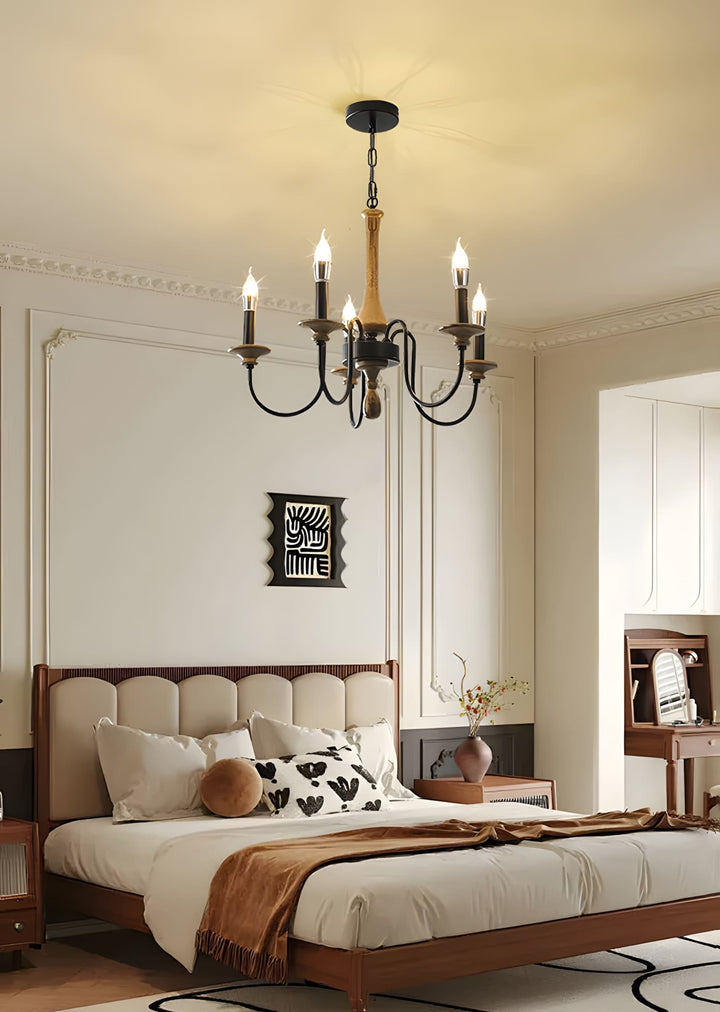 Elonique Chandelier - Contemporary Vintage Wood Light Fixture