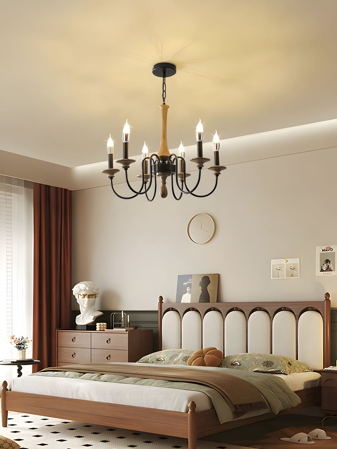 Elonique Chandelier - Contemporary Vintage Wood Light Fixture