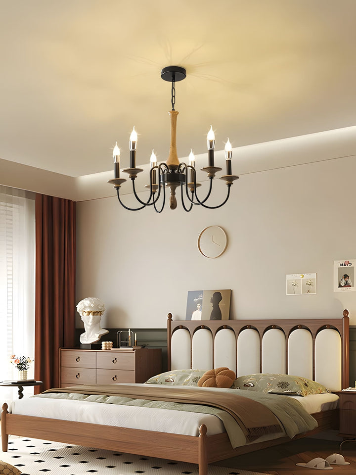 Elonique Chandelier - Contemporary Vintage Wood Light Fixture
