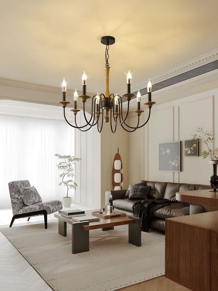 Elonique Chandelier - Contemporary Vintage Wood Light Fixture