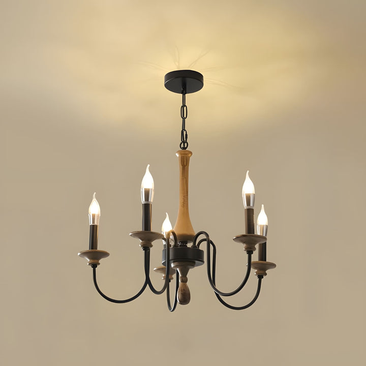 Elonique Chandelier - Contemporary Vintage Wood Light Fixture
