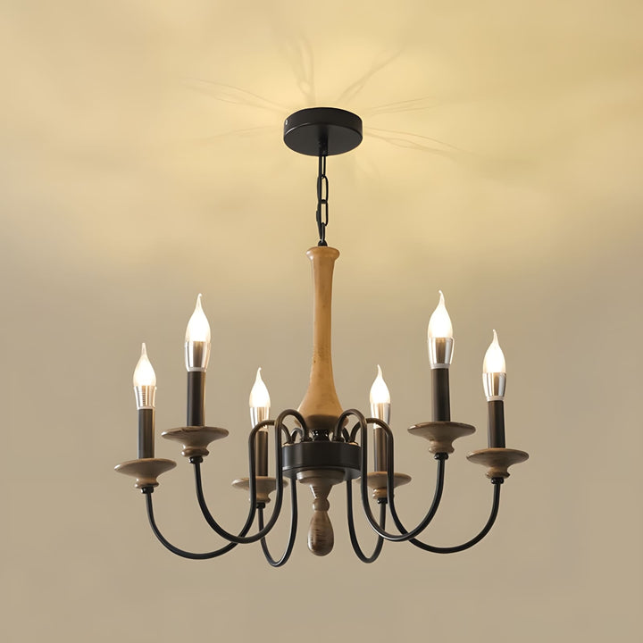 Elonique Chandelier - Contemporary Vintage Wood Light Fixture