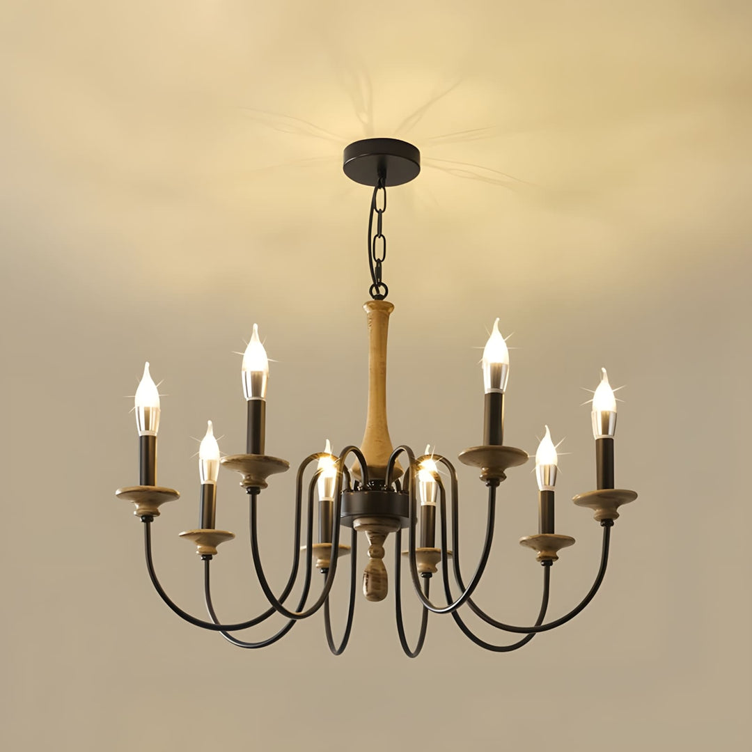 Elonique Chandelier - Contemporary Vintage Wood Light Fixture