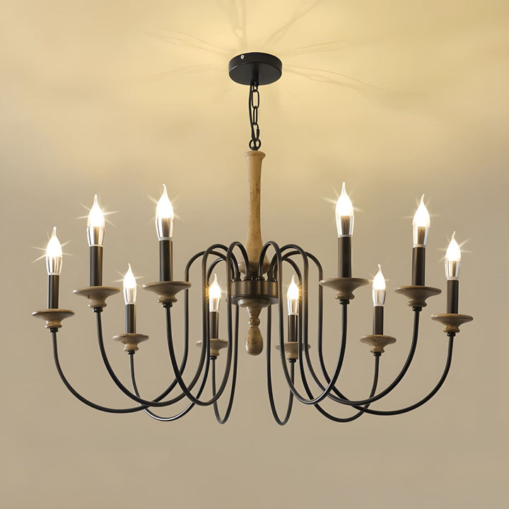 Elonique Chandelier - Contemporary Vintage Wood Light Fixture