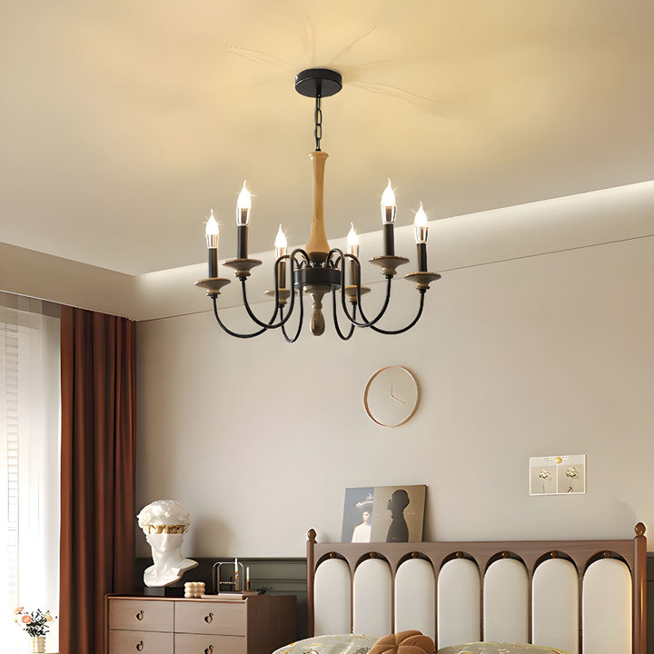 Elonique Chandelier - Contemporary Vintage Wood Light Fixture