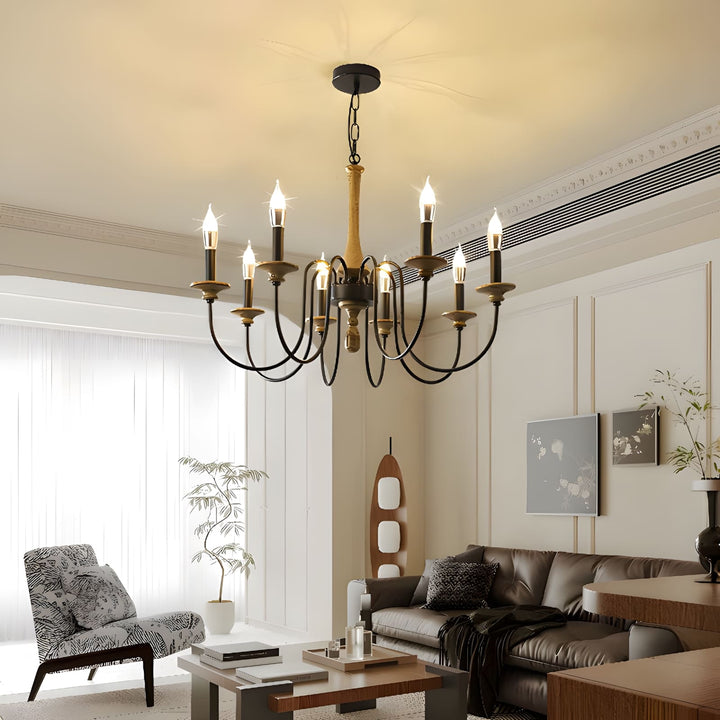 Elonique Chandelier - Contemporary Vintage Wood Light Fixture