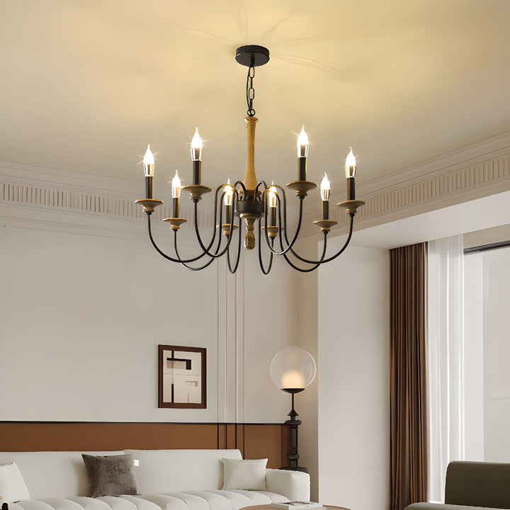 Elonique Chandelier - Contemporary Vintage Wood Light Fixture