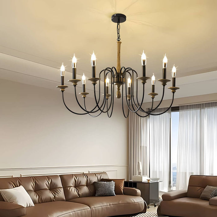 Elonique Chandelier - Contemporary Vintage Wood Light Fixture