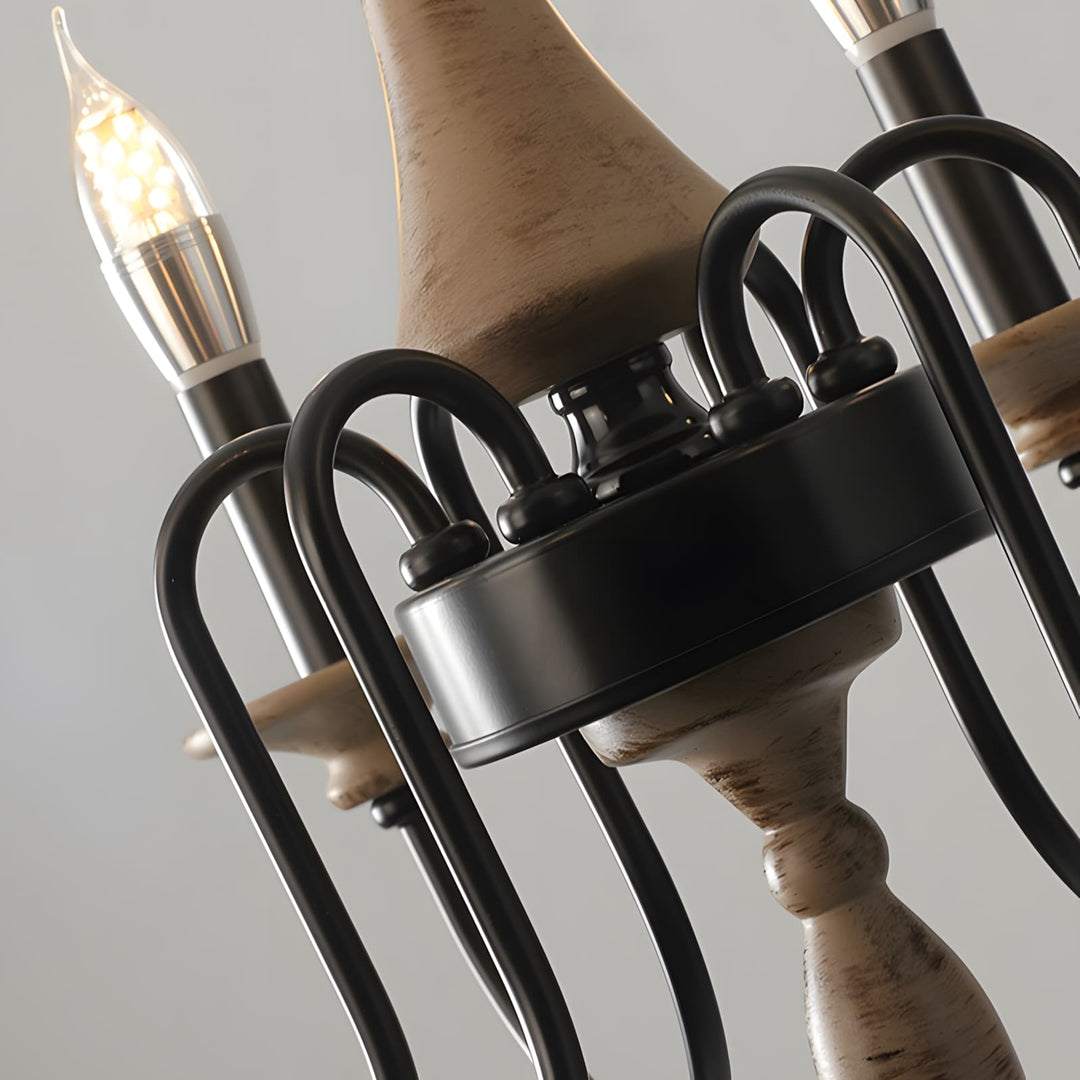 Elonique Chandelier - Contemporary Vintage Wood Light Fixture