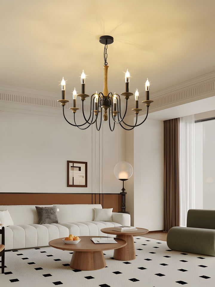 Elonique Chandelier - Contemporary Vintage Wood Light Fixture