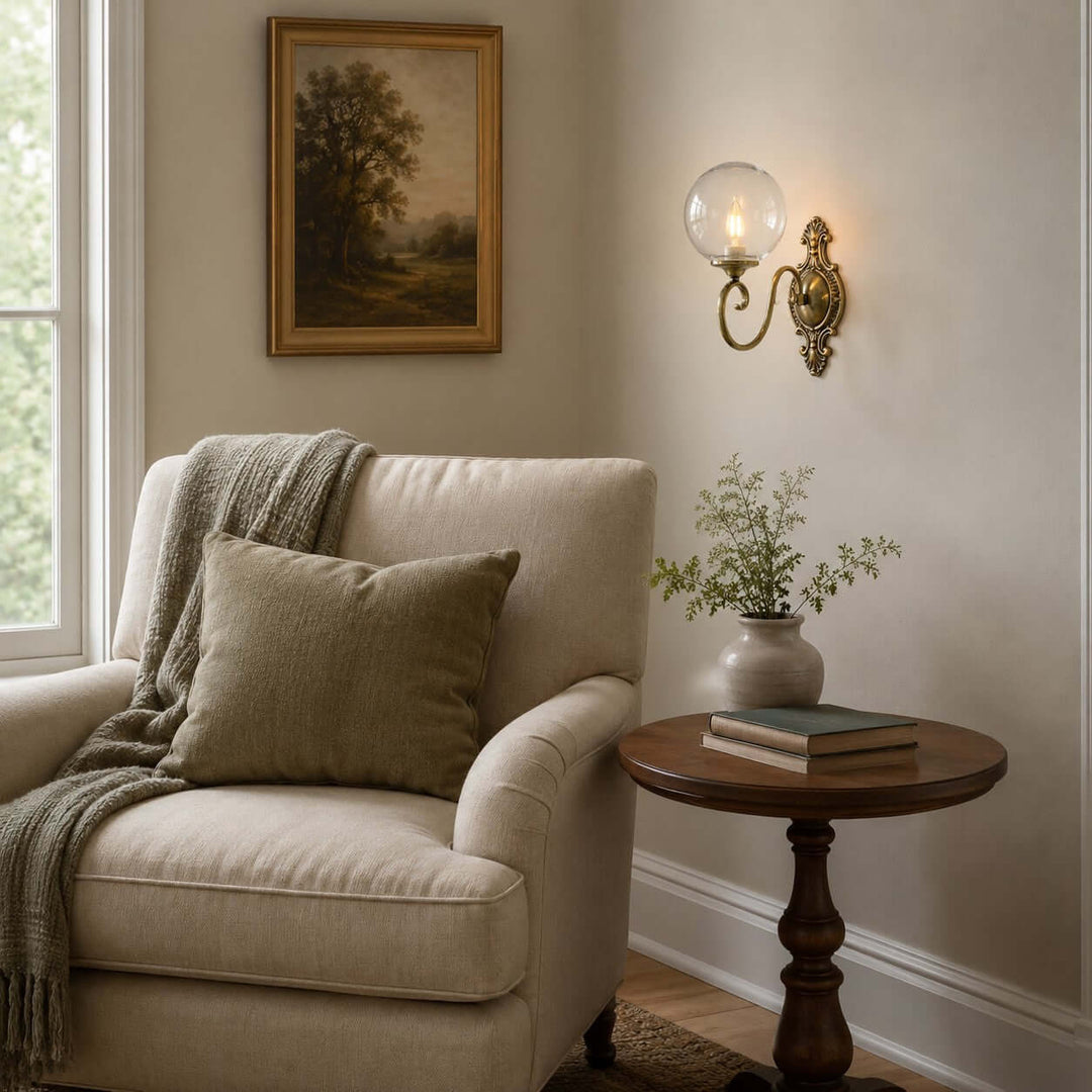 Elouise Vintage French Glass Globe Wall Sconce for Hallway | Vinlighting